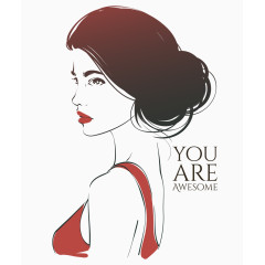 欧美女人头像ai插画素材矢量