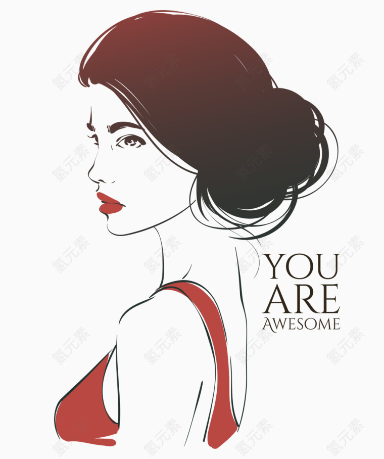 欧美女人头像ai插画素材矢量