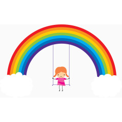 矢量图彩虹下的女孩