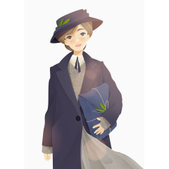 带帽子的优雅女人