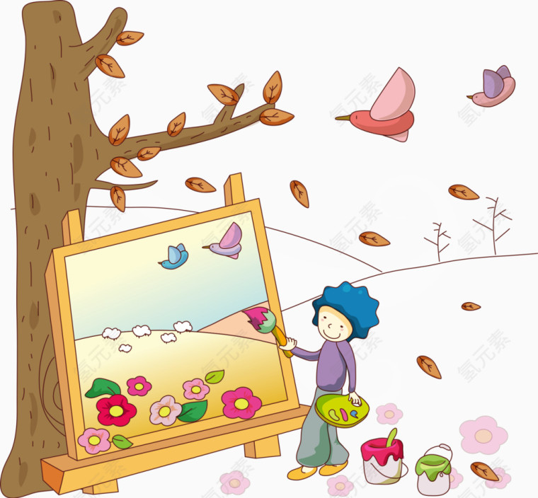 矢量绘画的小女孩