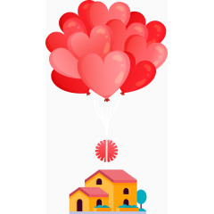 可爱粉色浪漫飞屋矢量图