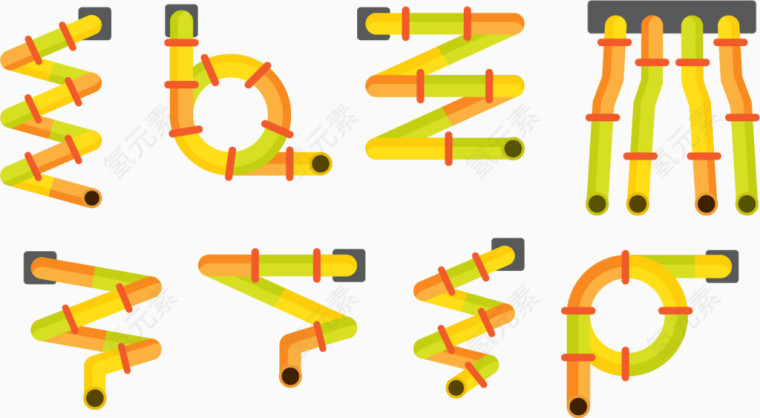 矢量图黄色水管