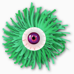 矢量万圣节素材绿毛眼珠