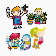 儿童种树植树节元素