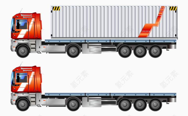 矢量卡通彩色现代时尚大货车