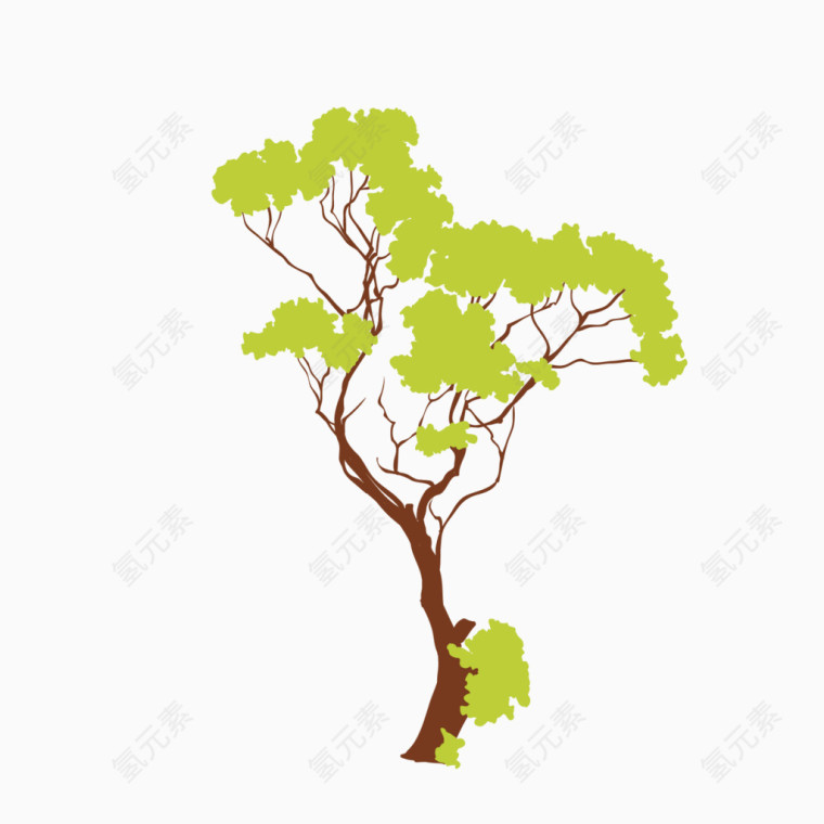 绿色矢量乔木大树