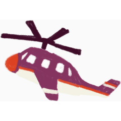 可爱卡通彩笔紫色飞机插画