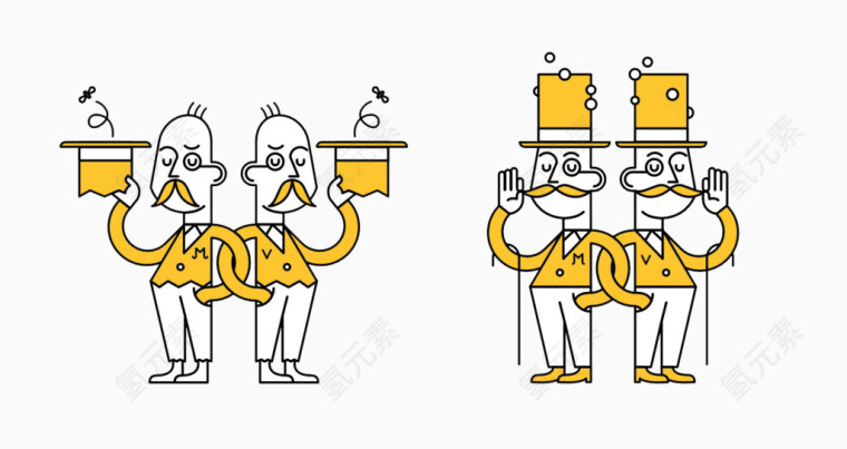 创意扁平绅士礼服