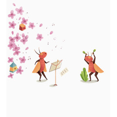 手绘春天瓢虫演奏