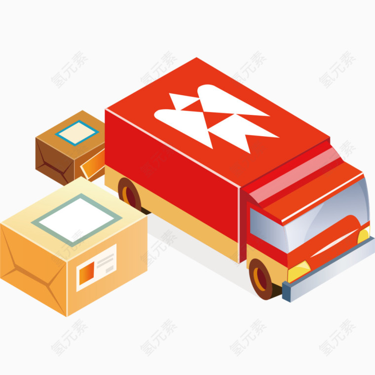 红色物流货车素材