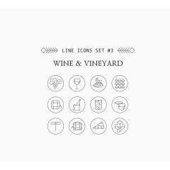 矢量黑色简易线条圆形美食集锦