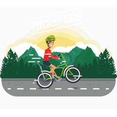 矢量手绘骑自行车的男人