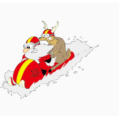 滑雪的圣诞老人素材矢量