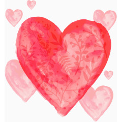 水彩树枝爱心矢量素材