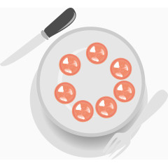 培根刀叉碟子矢量图