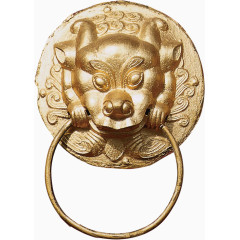 中式铜制兽首门扣