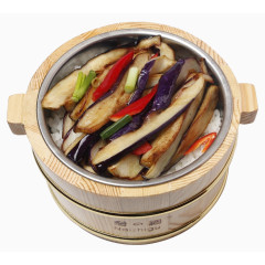 青椒茄子木桶饭图片