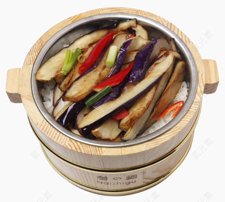 青椒茄子木桶饭图片