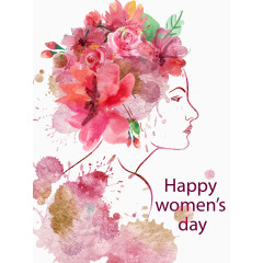 水彩绘女子侧脸妇女节矢量素材