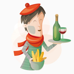 矢量西餐酒保侍者