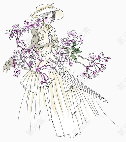 樱花下美女