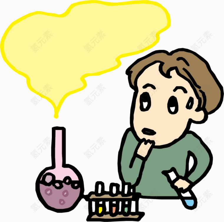 矢量做化学实验的小男孩