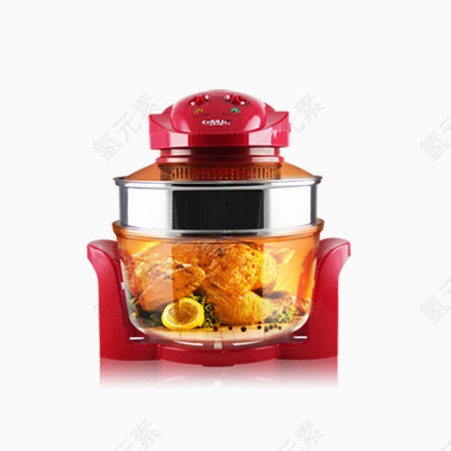 红色锅里的一只鸡