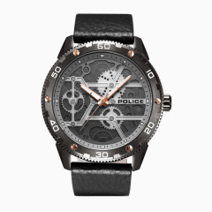 警察欧美潮流时尚皮革手表