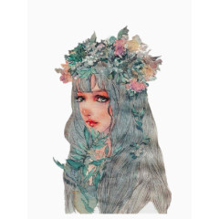 带花环的美女