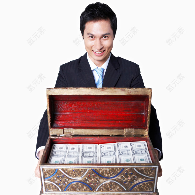 抱钱箱的男人
