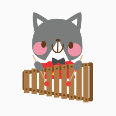 卡通狐狸敲扬琴