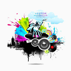 水彩墨迹DJ音乐海报