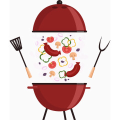 矢量手绘烧烤炉