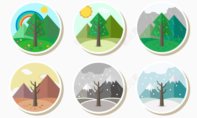 一年四季树木景色