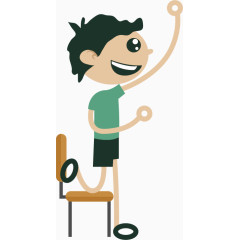 矢量卡通举手回答问题的男同学