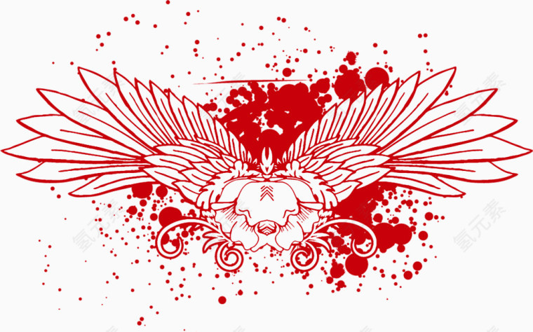 红色手绘绚丽漫画翅膀背景