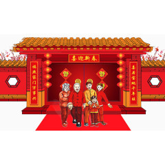 新年喜庆拜年房子素材