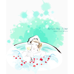 洗澡的矢量美女