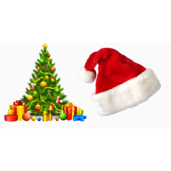 圣诞树和圣诞帽子