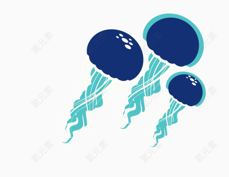 矢量蓝色海洋生物水母
