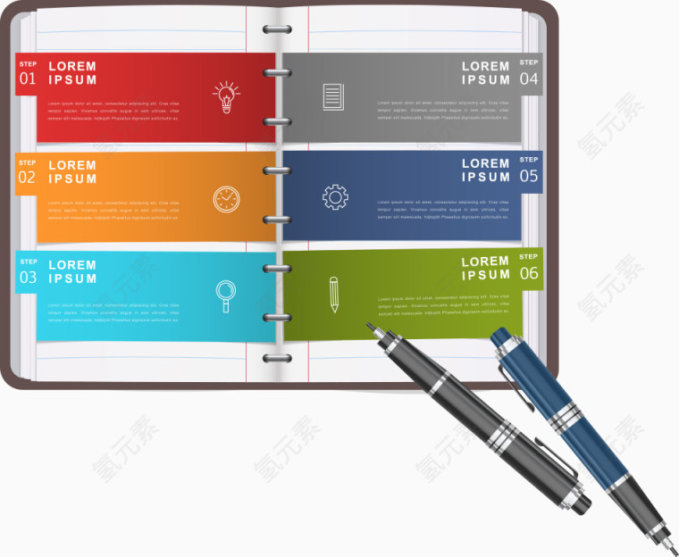 矢量彩色笔记本图表