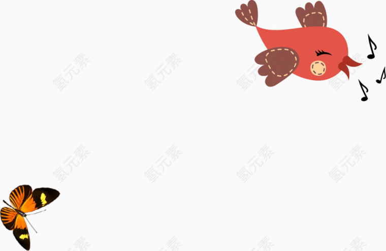 可爱卡通歌唱的小鸟