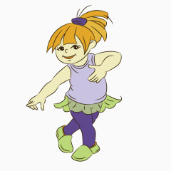矢量卡通跳舞的胖女孩