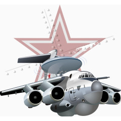 矢量军用战斗机和五角星