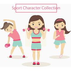 矢量卡通女孩体育运动