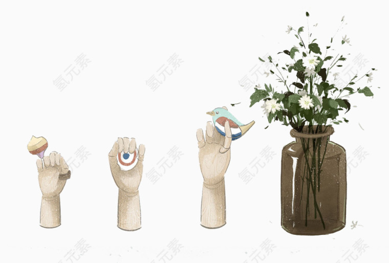 创意手绘花瓶手形