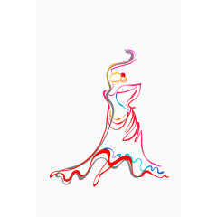 彩色线条舞蹈人物动感剪影装饰矢量素材