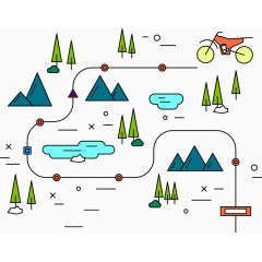 矢量旅行路线卡通素材