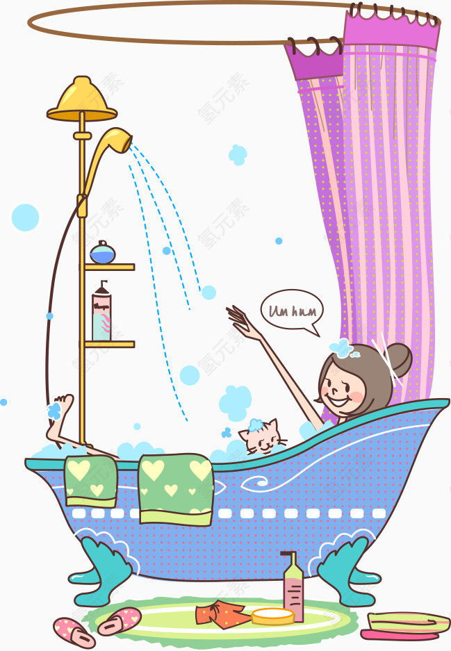 洗澡的矢量女孩